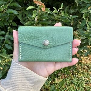 Very LIGHTLY Used: Mini Envelope Wallet in Eucalyptus! (Portland Leather Goods)